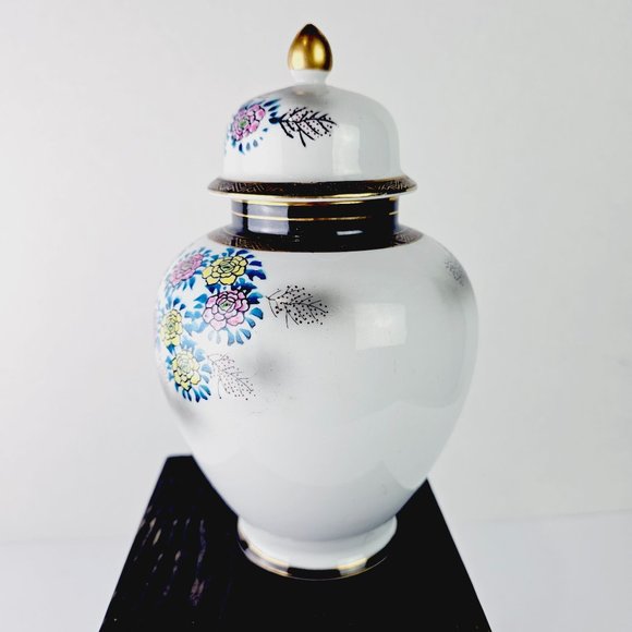 Vintage 90's 8" Mini Temple Jar Vase with Lid - Picture 3 of 6